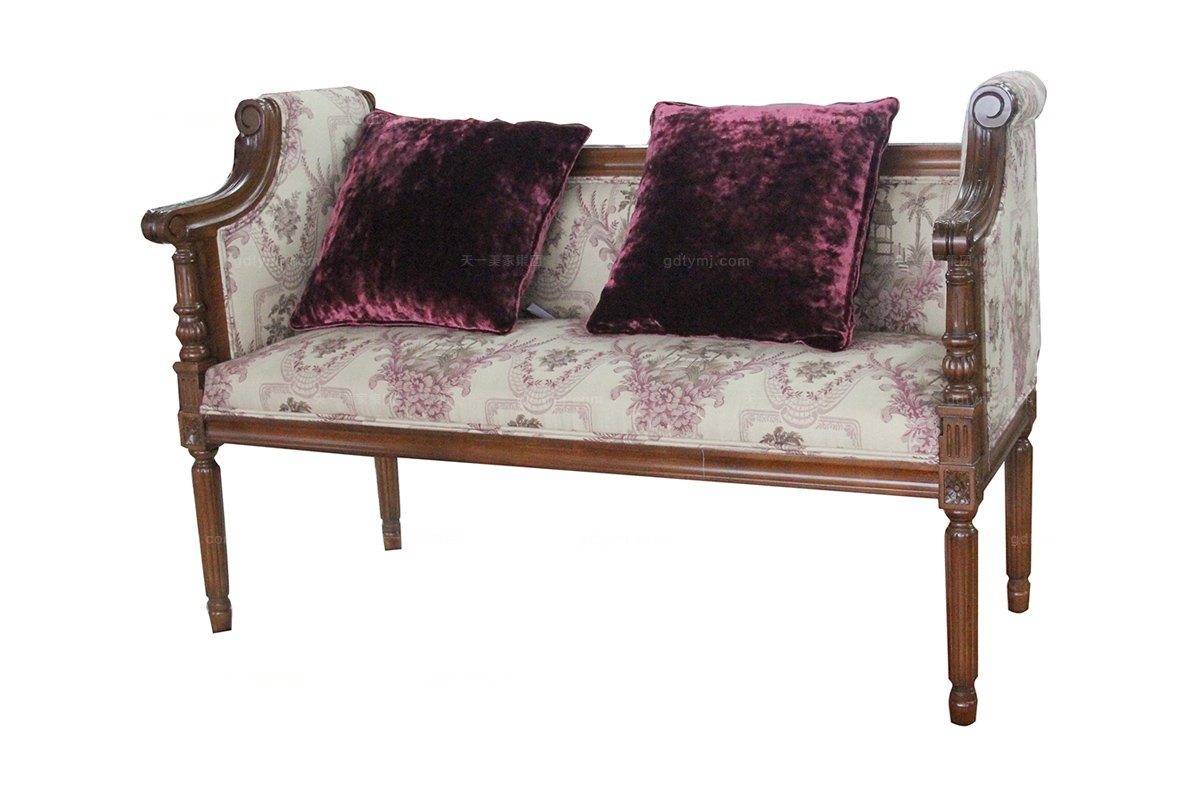 美式實木二人沙發