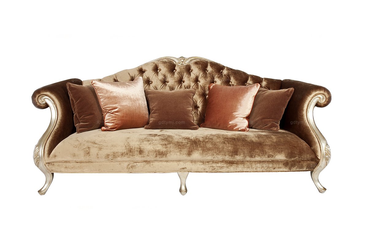 簡約新古典絨布三人位沙發