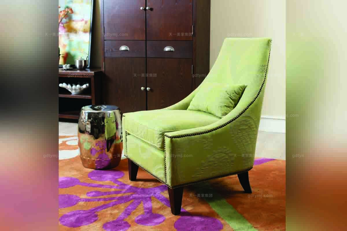 簡美淺綠單人沙發